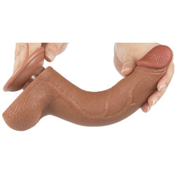LoveToy SlidingSkin Gode avec Bourses Sliding Skin 17 x 4cm Marron